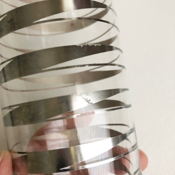 VTG Set 7 Libbey "Element" Tom Collins Ice Tea Glasses Diagonal Silver Stripes - Picture 10 of 12